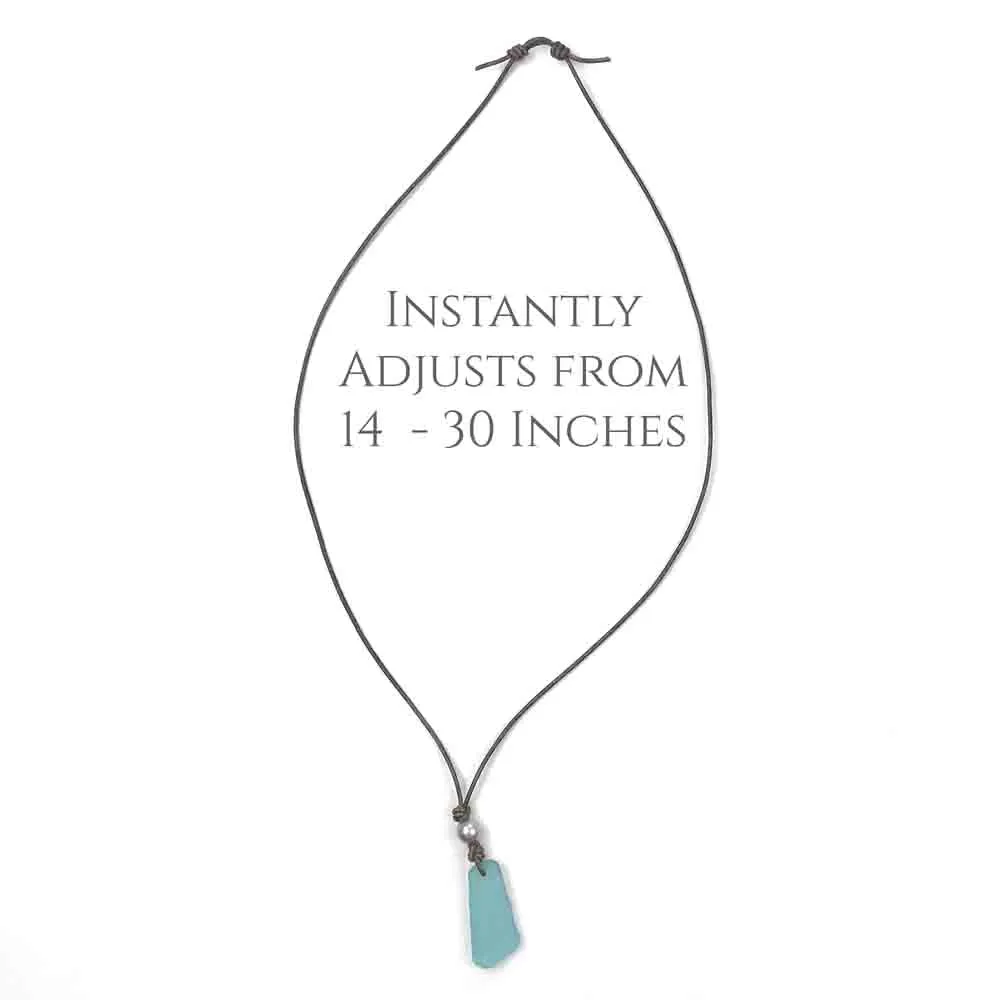 Fantastic UV Sea Glass Leather Necklace | #5276