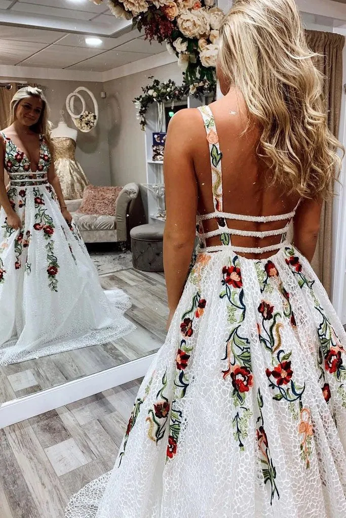 Floral Prom Dress, Formal Ball Dress, Evening Dress, Dance Dresses, School Party Gown, PC0821