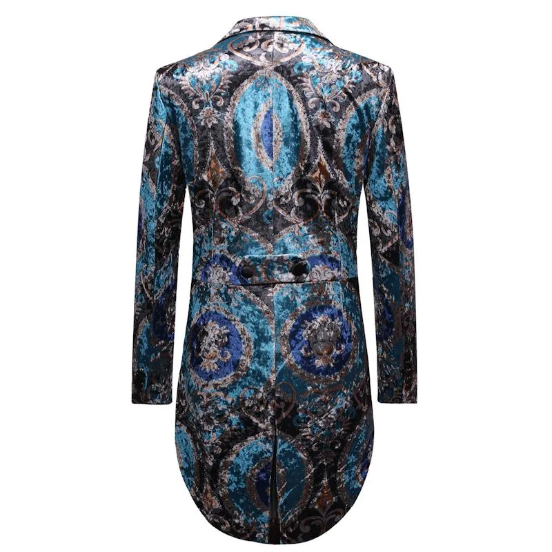 Floral Swallowtails 2-Piece Slim Fit Blue Suit