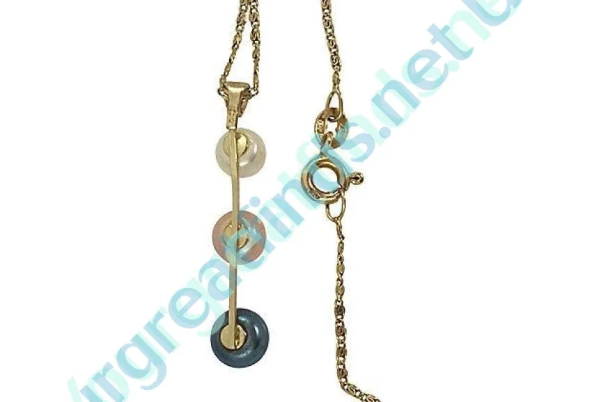 Gold & Triple-Tone Pearls Necklace 10k