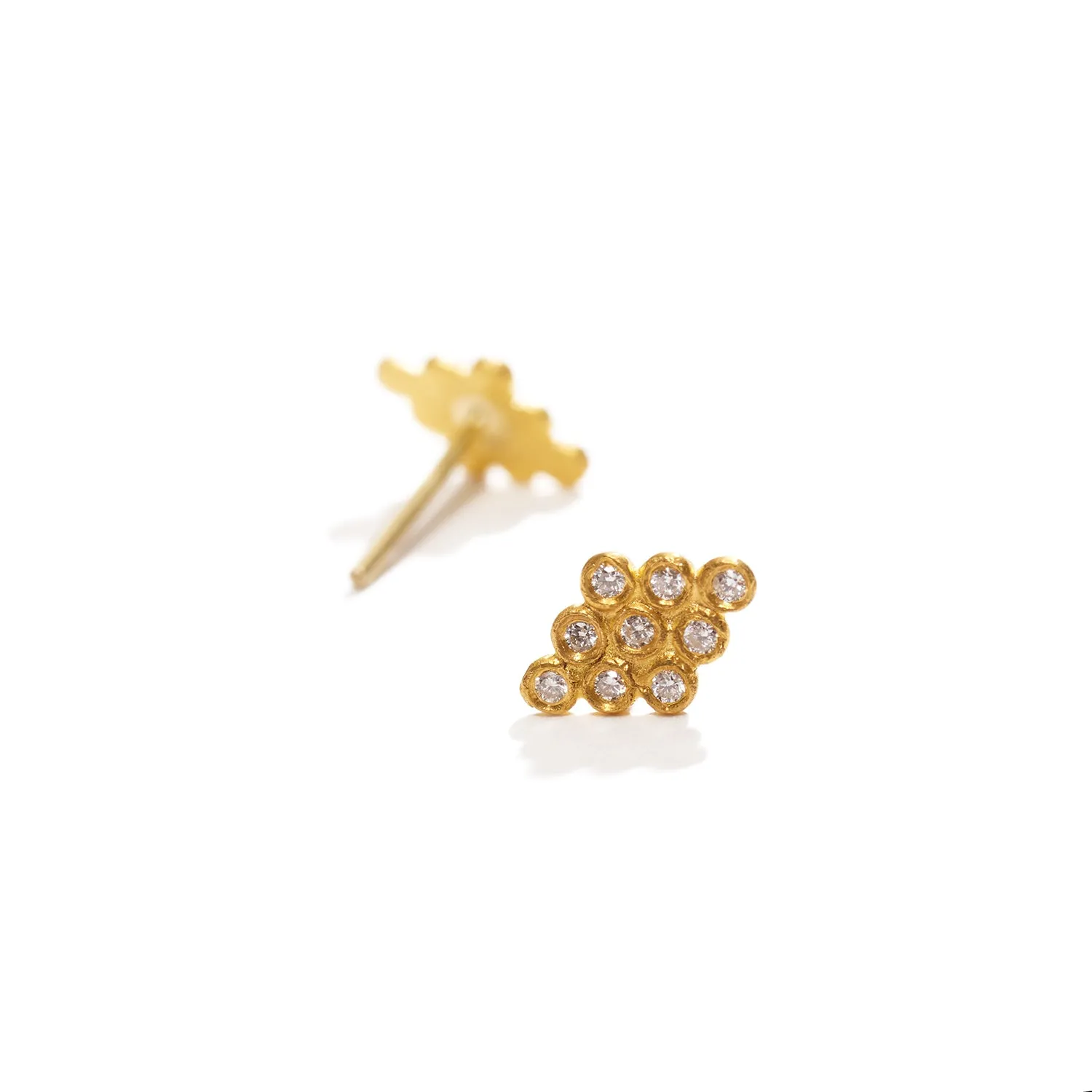 Gold and Diamond Stud Earrings