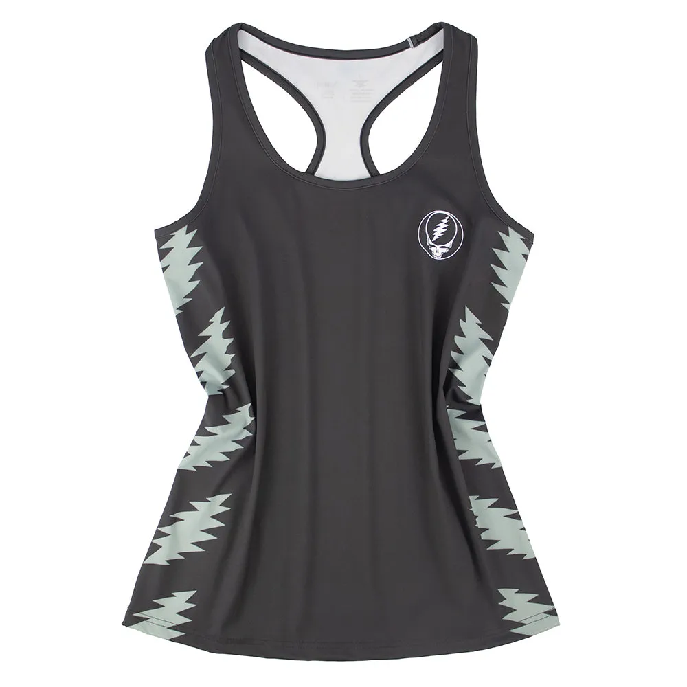 Grateful Dead | Racer Back Tank Top | Stealie On Black And Grey Bolt