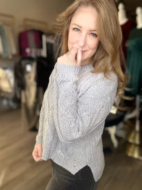 Grey Cable Knit Sweater