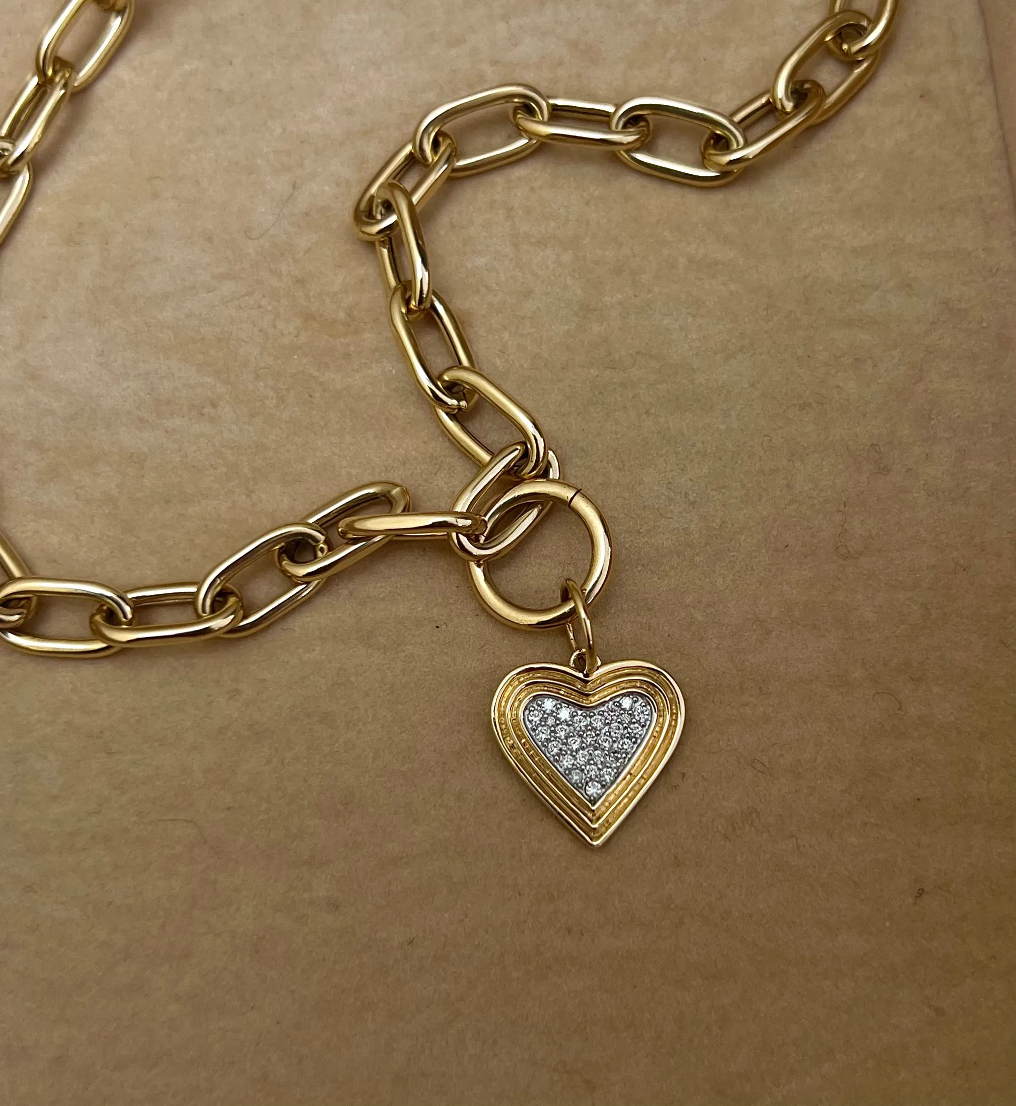 Heirloom Inspired Pave Diamond Heart Charm