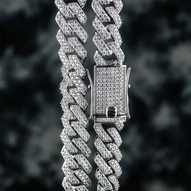 Iced Out Cross Pendant   Cuban Link Chain Set