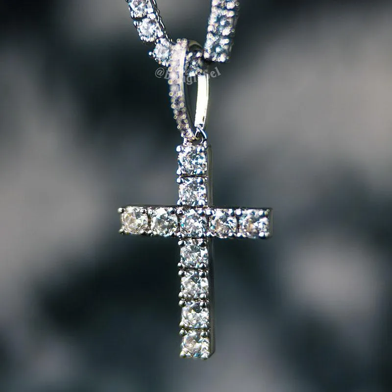 Iced Out Cross Pendant   Cuban Link Chain Set