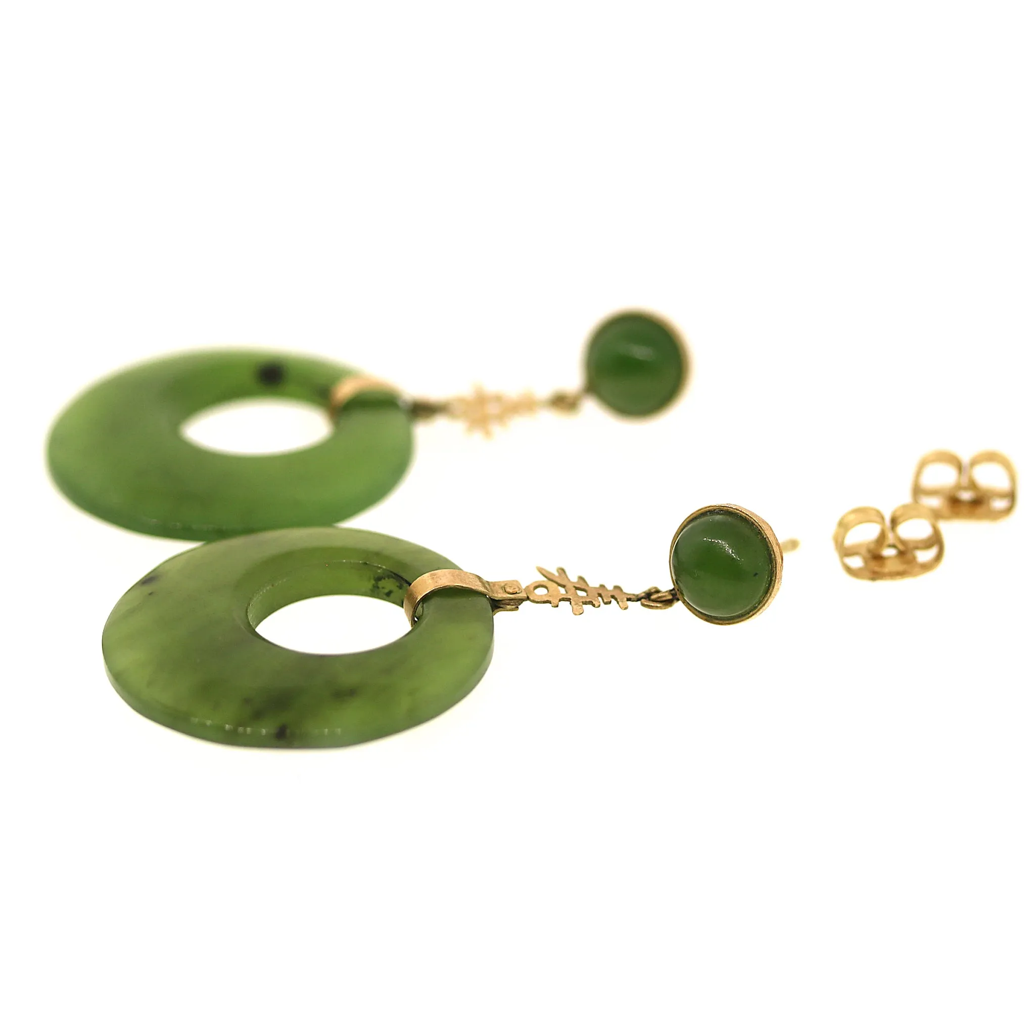 Jade Shou Drop Earrings in 14k Gold