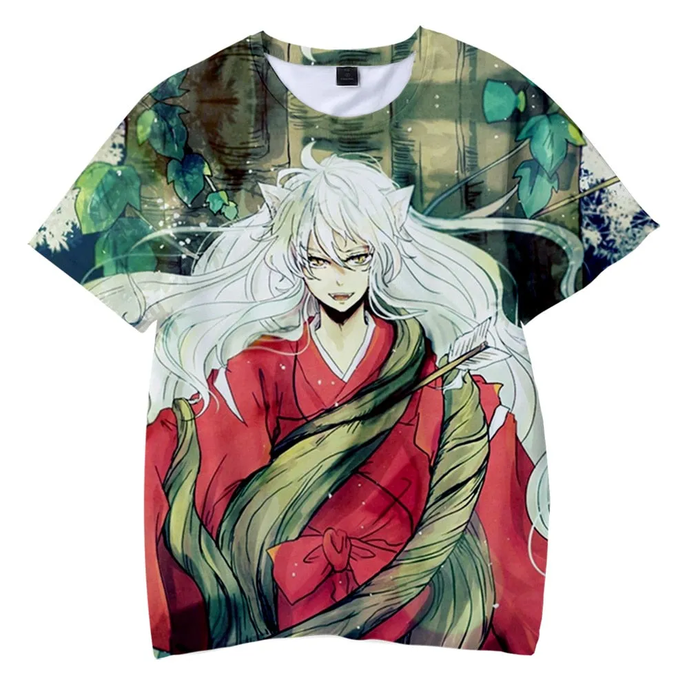 Japanese Anime Inuyasha T Shirt Casual Harajuku Fashion T-shirt Men Women T Shirt Kids Adult Cartoon Sesshomaru Print T Shirt High Quality