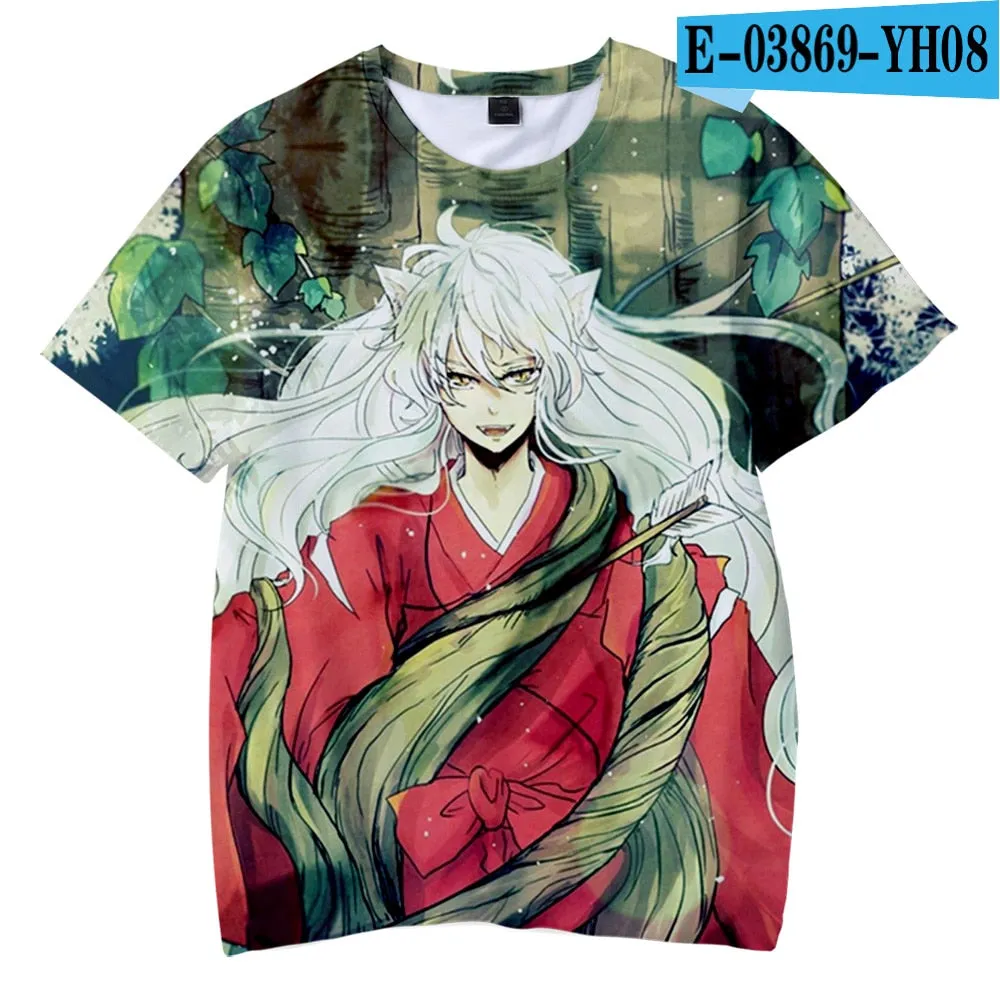 Japanese Anime Inuyasha T Shirt Casual Harajuku Fashion T-shirt Men Women T Shirt Kids Adult Cartoon Sesshomaru Print T Shirt High Quality