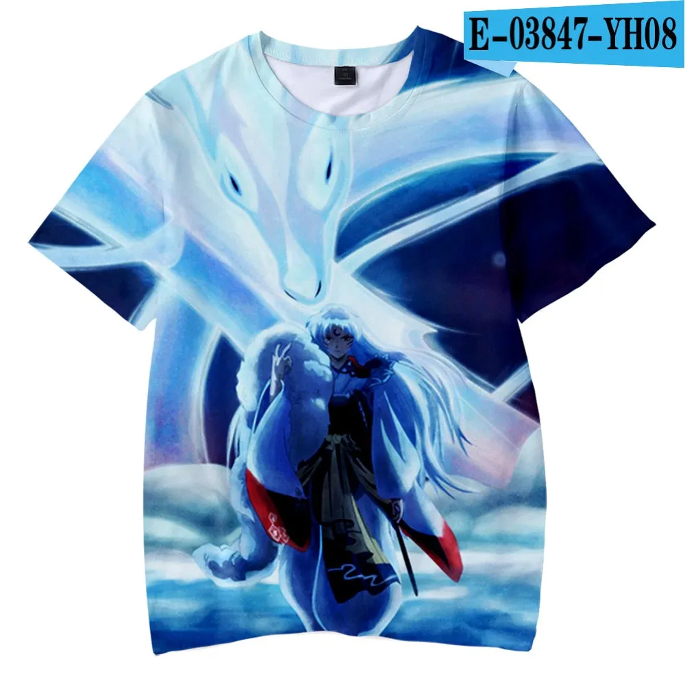 Japanese Anime Inuyasha T Shirt Casual Harajuku Fashion T-shirt Men Women T Shirt Kids Adult Cartoon Sesshomaru Print T Shirt High Quality