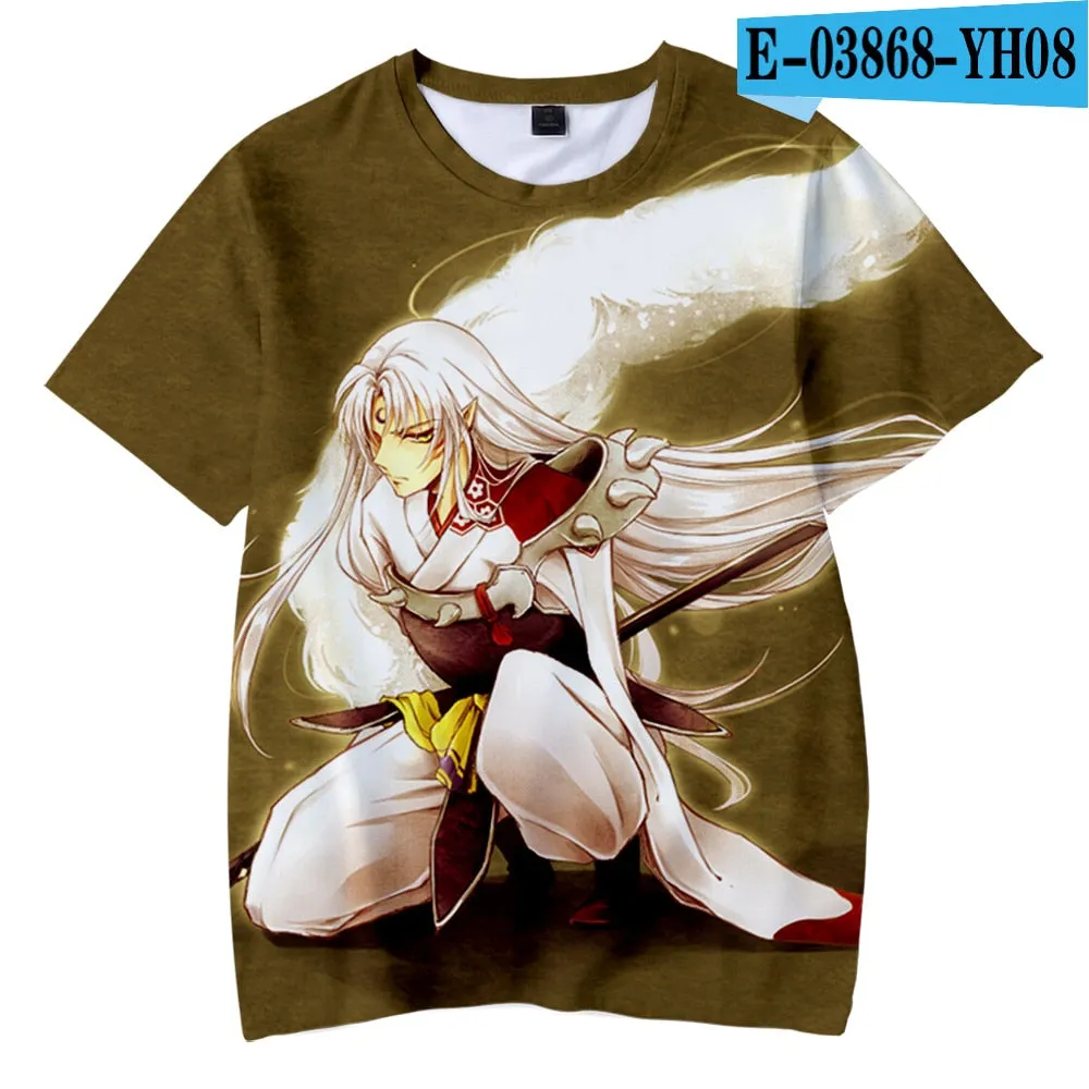 Japanese Anime Inuyasha T Shirt Casual Harajuku Fashion T-shirt Men Women T Shirt Kids Adult Cartoon Sesshomaru Print T Shirt High Quality