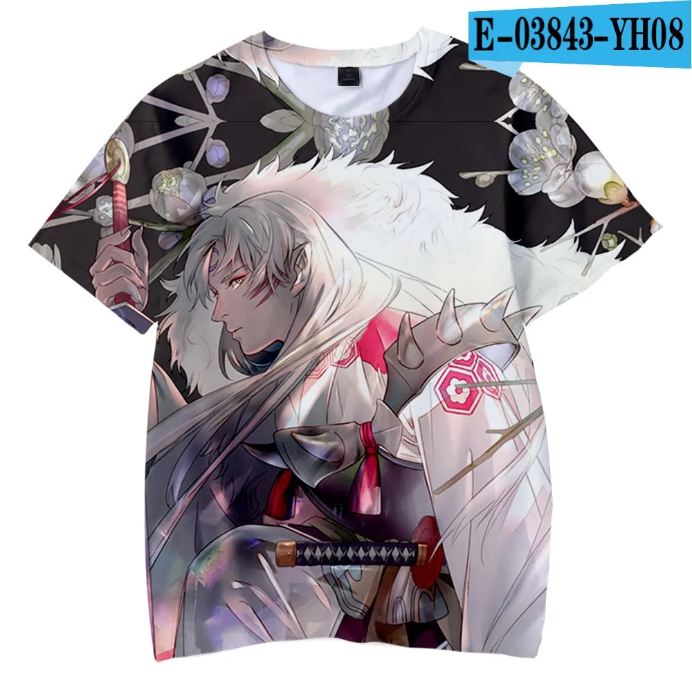 Japanese Anime Inuyasha T Shirt Casual Harajuku Fashion T-shirt Men Women T Shirt Kids Adult Cartoon Sesshomaru Print T Shirt High Quality