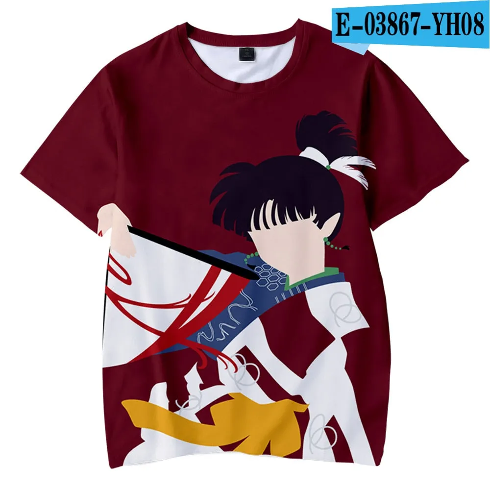 Japanese Anime Inuyasha T Shirt Casual Harajuku Fashion T-shirt Men Women T Shirt Kids Adult Cartoon Sesshomaru Print T Shirt High Quality