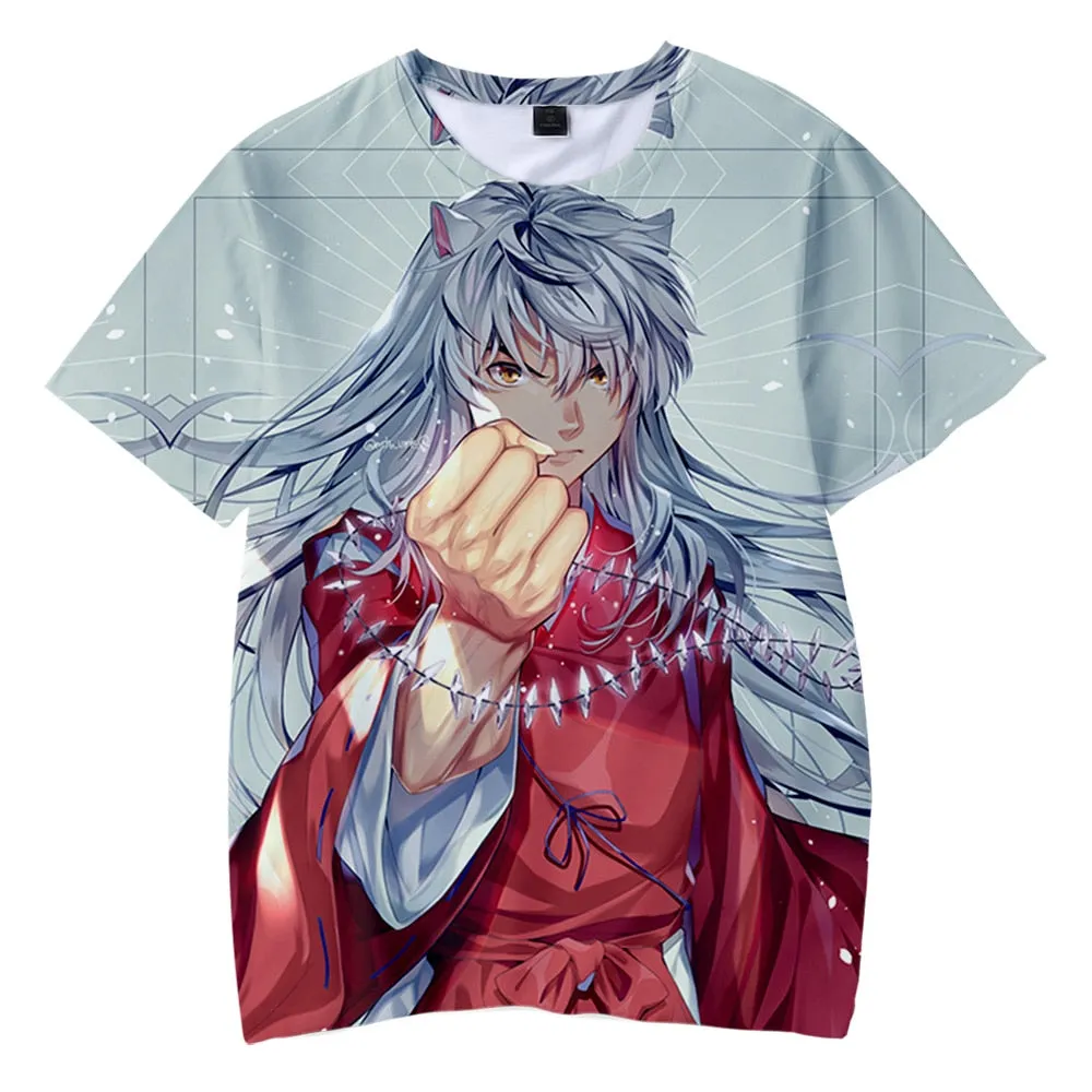 Japanese Anime Inuyasha T Shirt Casual Harajuku Fashion T-shirt Men Women T Shirt Kids Adult Cartoon Sesshomaru Print T Shirt High Quality