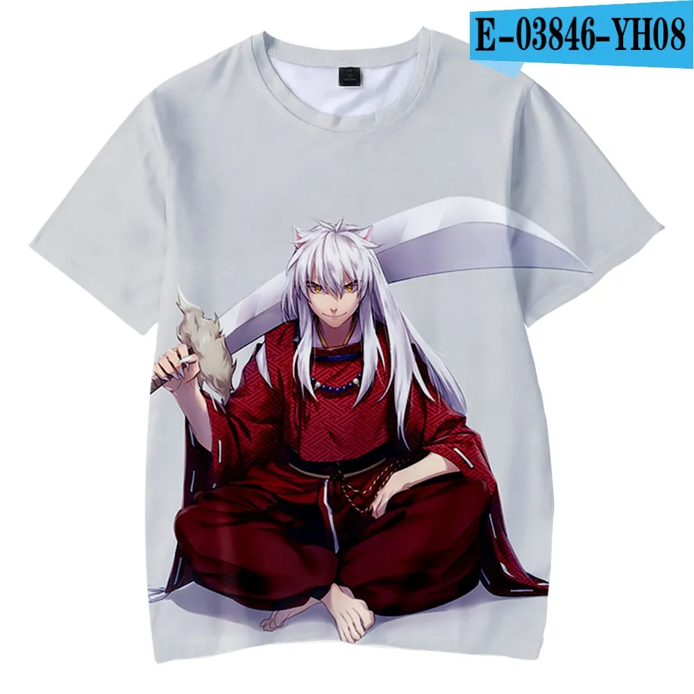 Japanese Anime Inuyasha T Shirt Casual Harajuku Fashion T-shirt Men Women T Shirt Kids Adult Cartoon Sesshomaru Print T Shirt High Quality