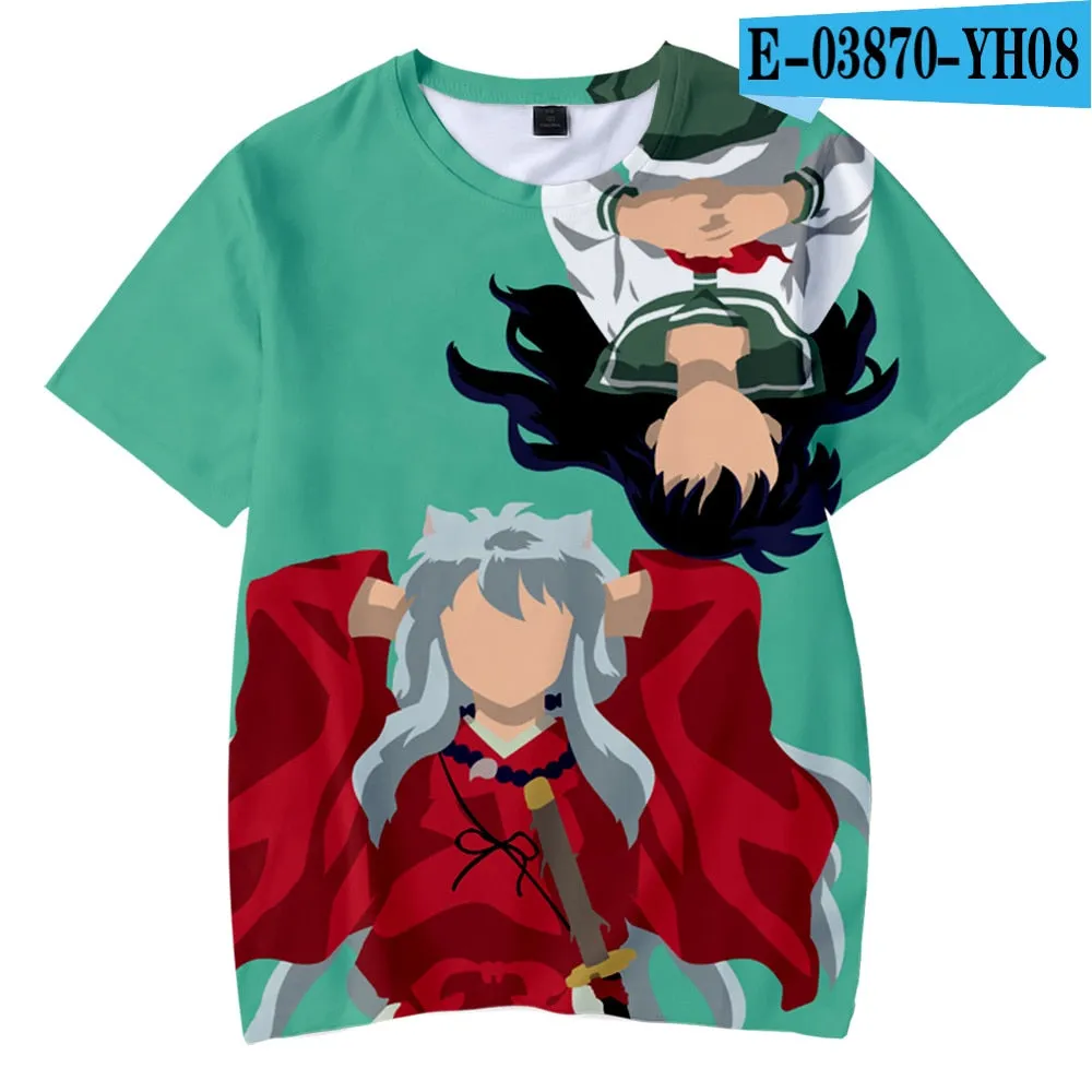 Japanese Anime Inuyasha T Shirt Casual Harajuku Fashion T-shirt Men Women T Shirt Kids Adult Cartoon Sesshomaru Print T Shirt High Quality