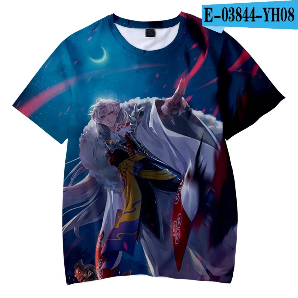 Japanese Anime Inuyasha T Shirt Casual Harajuku Fashion T-shirt Men Women T Shirt Kids Adult Cartoon Sesshomaru Print T Shirt High Quality