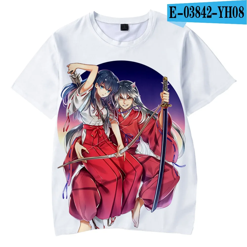 Japanese Anime Inuyasha T Shirt Casual Harajuku Fashion T-shirt Men Women T Shirt Kids Adult Cartoon Sesshomaru Print T Shirt High Quality