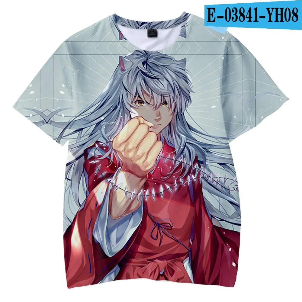 Japanese Anime Inuyasha T Shirt Casual Harajuku Fashion T-shirt Men Women T Shirt Kids Adult Cartoon Sesshomaru Print T Shirt High Quality