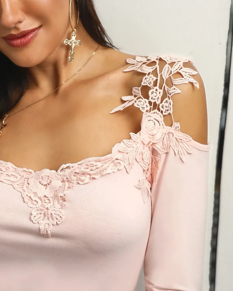 Lace Applique Long Sleeve