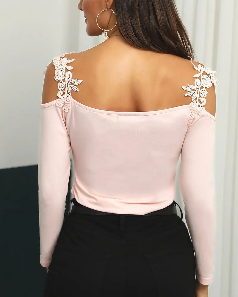 Lace Applique Long Sleeve