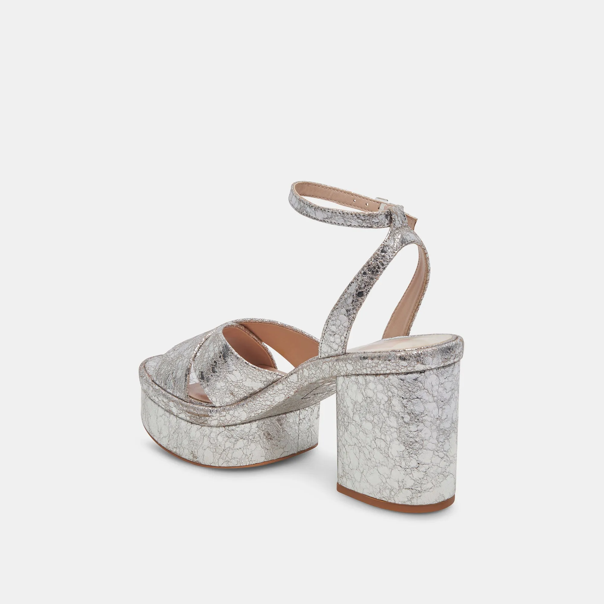 LAISHA HEELS SILVER DISTRESSED LEATHER