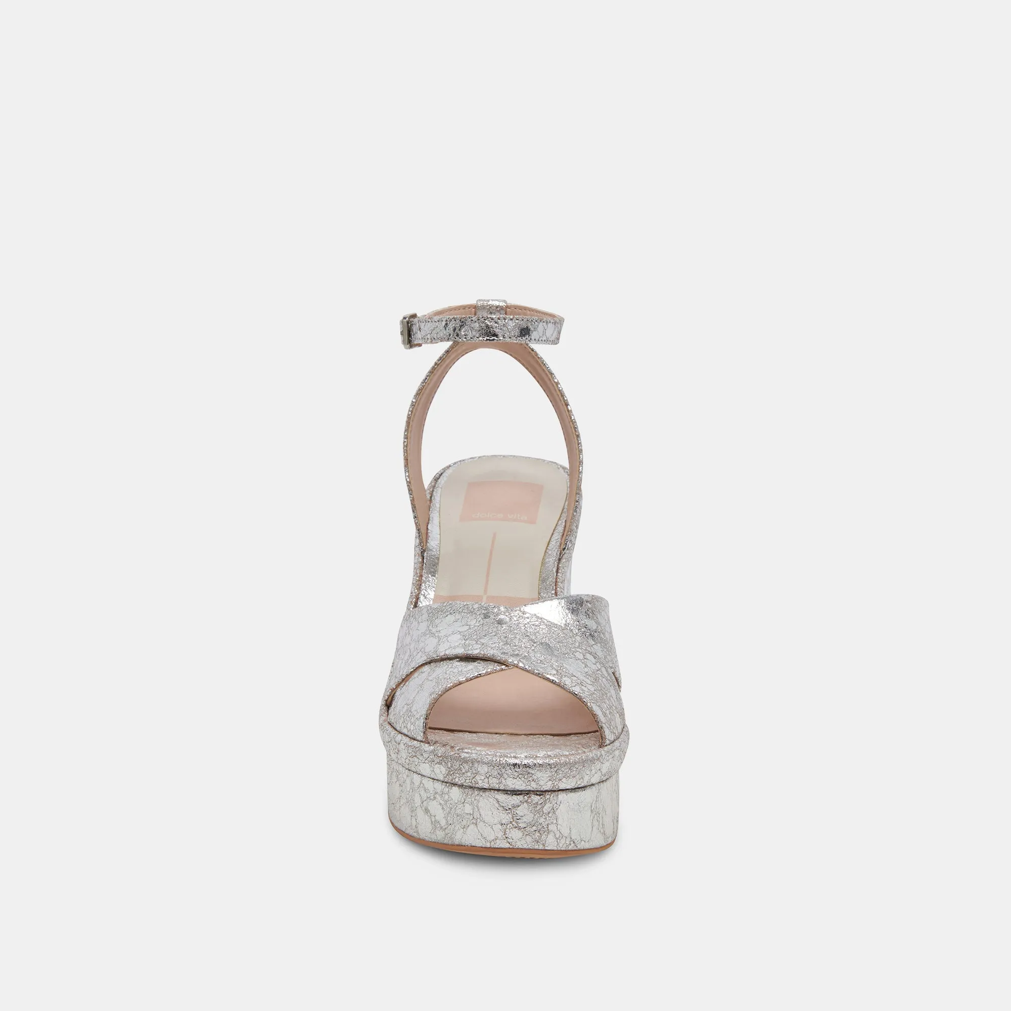 LAISHA HEELS SILVER DISTRESSED LEATHER