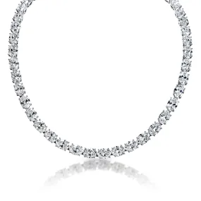 Lashawn 179 Carats Large Oval Cut Lab-Grown Diamond Tennis Necklace in White Gold By Mike Nekta