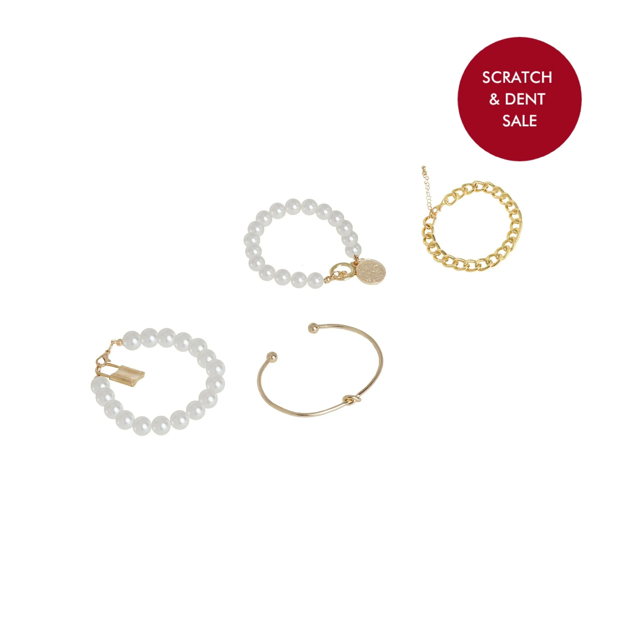 Lively Pearl and Gold Set of 4 Bracelets - Sample