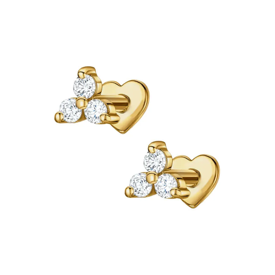 Love Flat Back Zirconia Diamond Stud Earrings