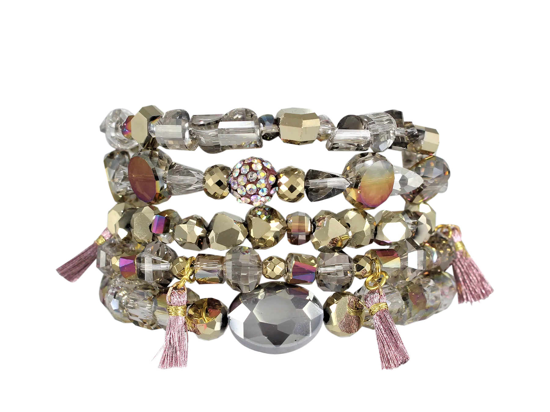 {MANHATTAN} Erimish Gold   Mauve Stack {Set of 5 Bracelets}