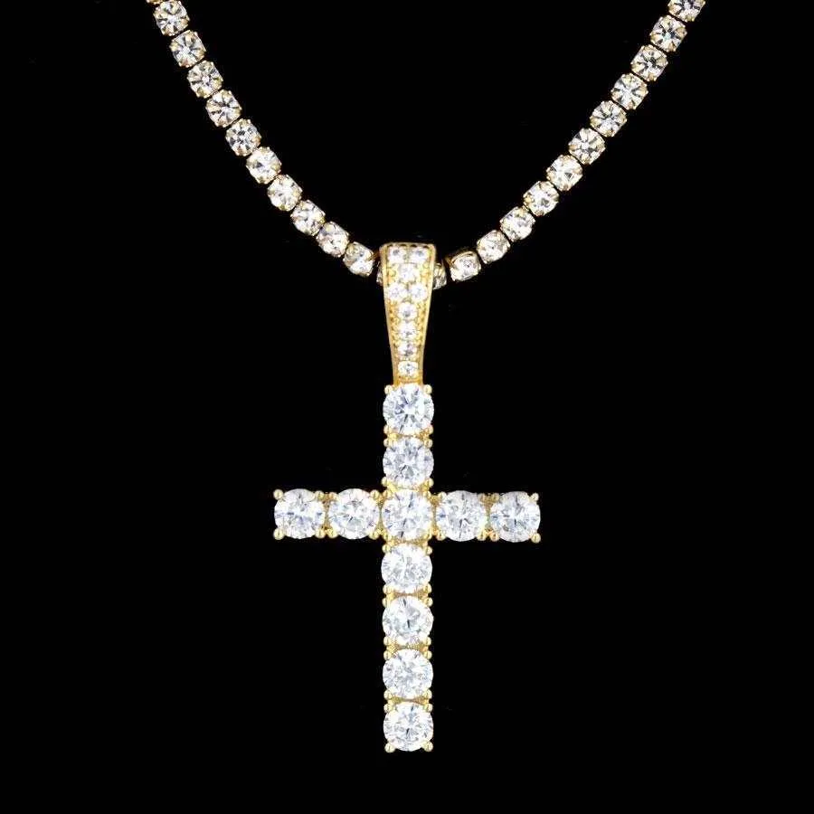 Micro Diamond Cross in Yellow Gold