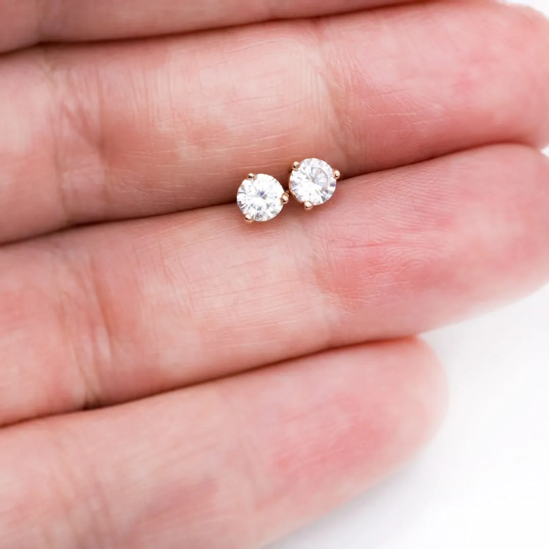 Moissanite 3-Prong Stud Earrings