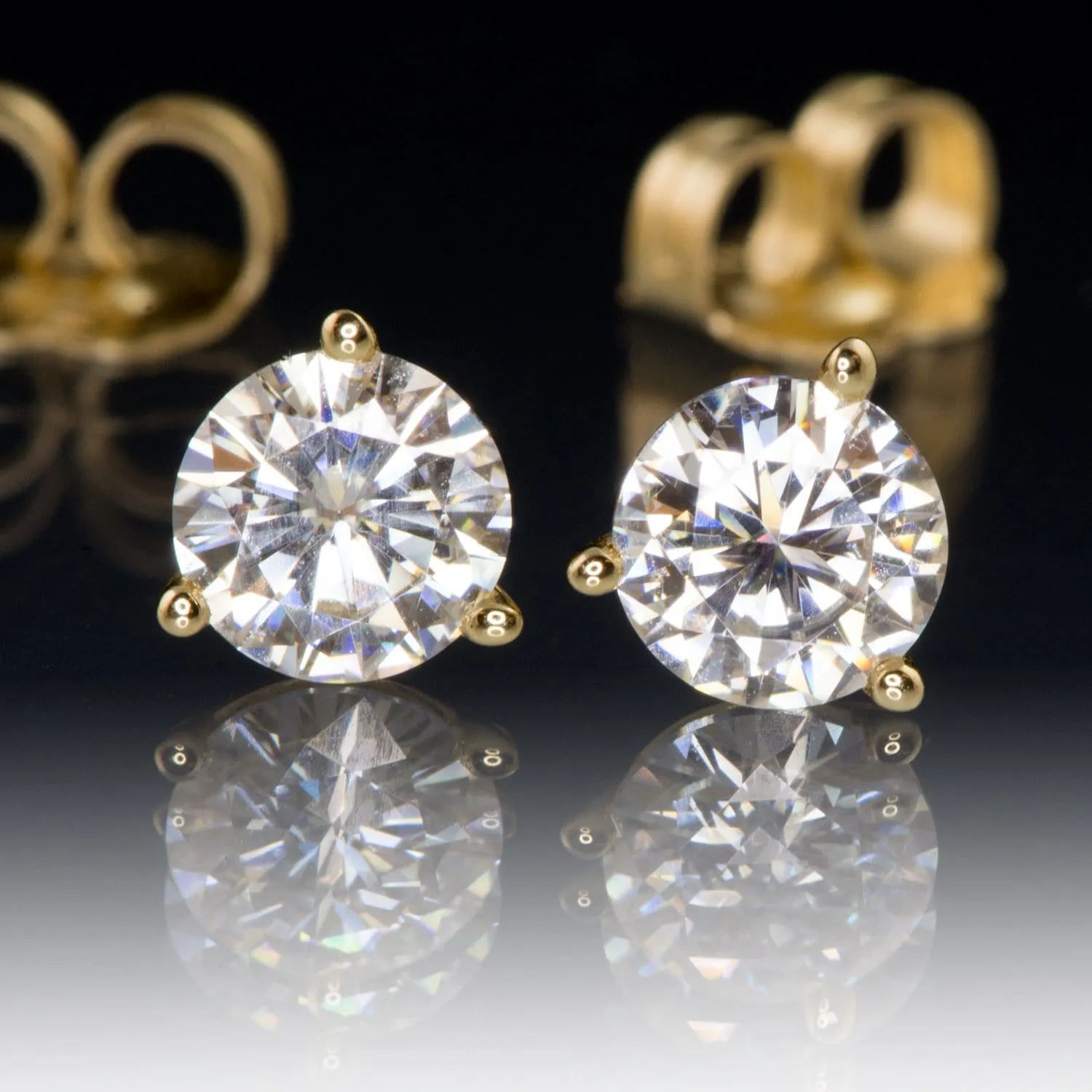 Moissanite 3-Prong Stud Earrings