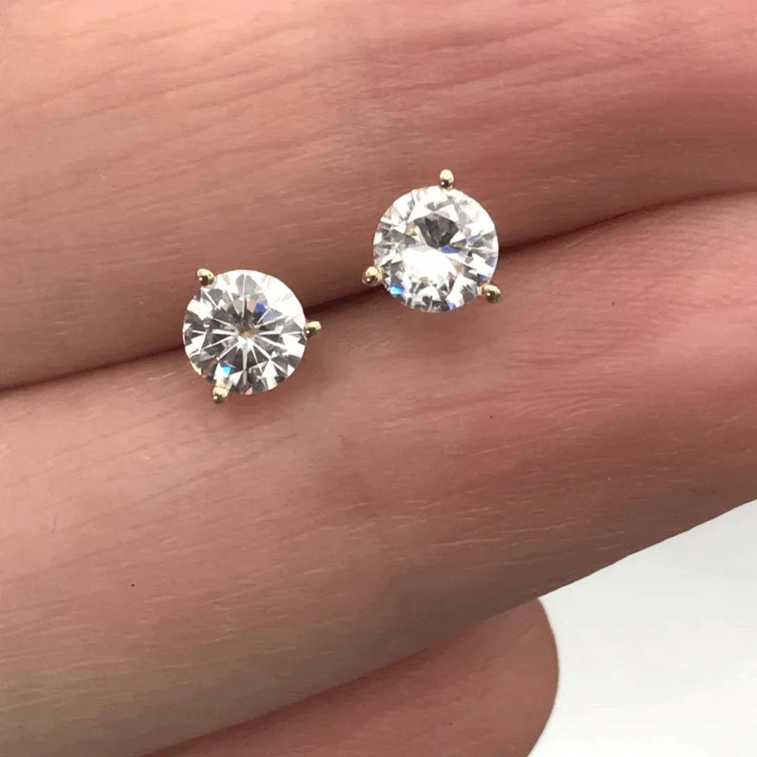 Moissanite 3-Prong Stud Earrings