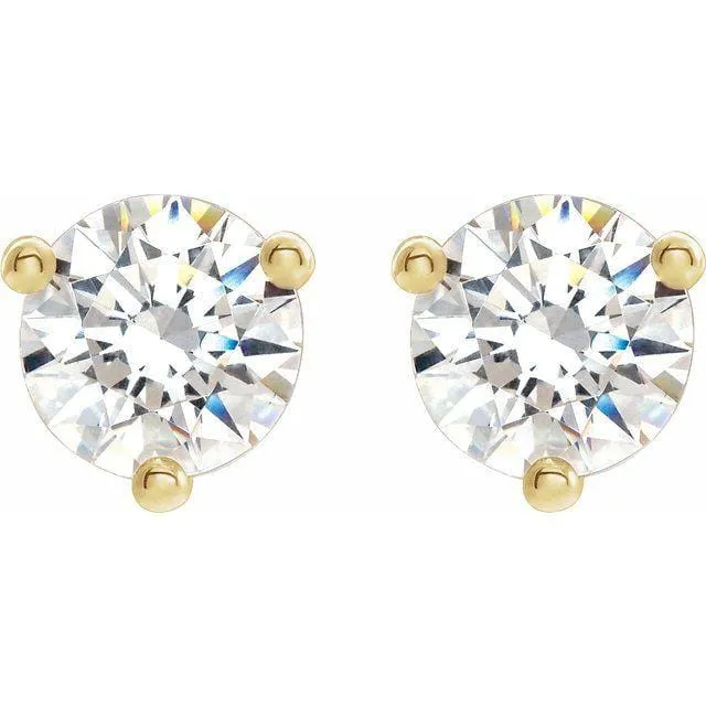 Moissanite 3-Prong Stud Earrings