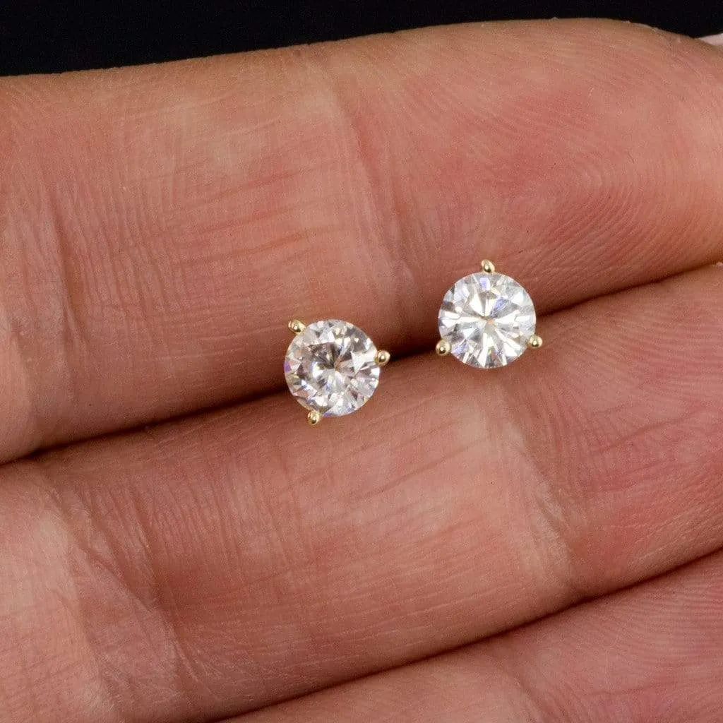 Moissanite 3-Prong Stud Earrings