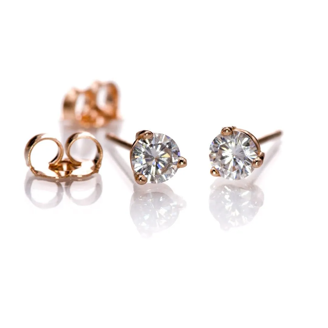 Moissanite 3-Prong Stud Earrings