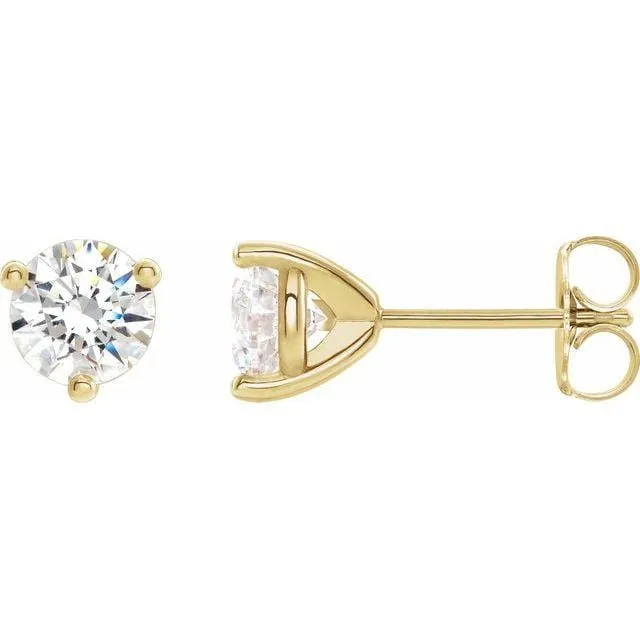 Moissanite 3-Prong Stud Earrings