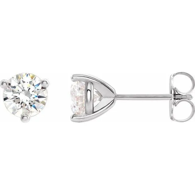 Moissanite 3-Prong Stud Earrings