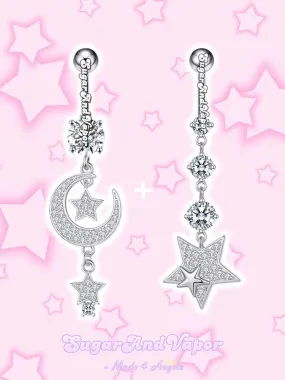 Moon&Star Tassels Belly Ring 2 Pieces Set