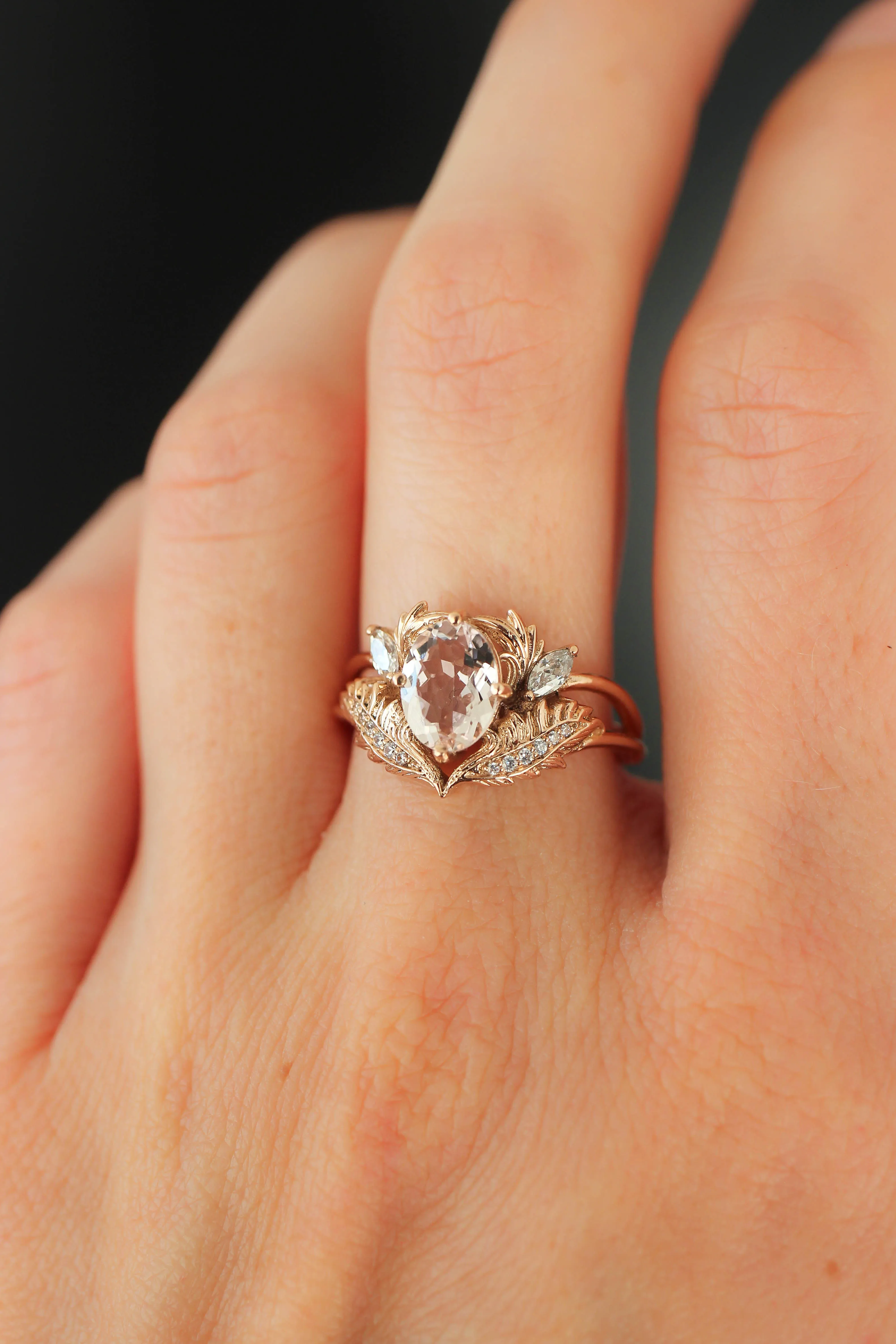 Morganite and diamonds engagement ring / Adonis