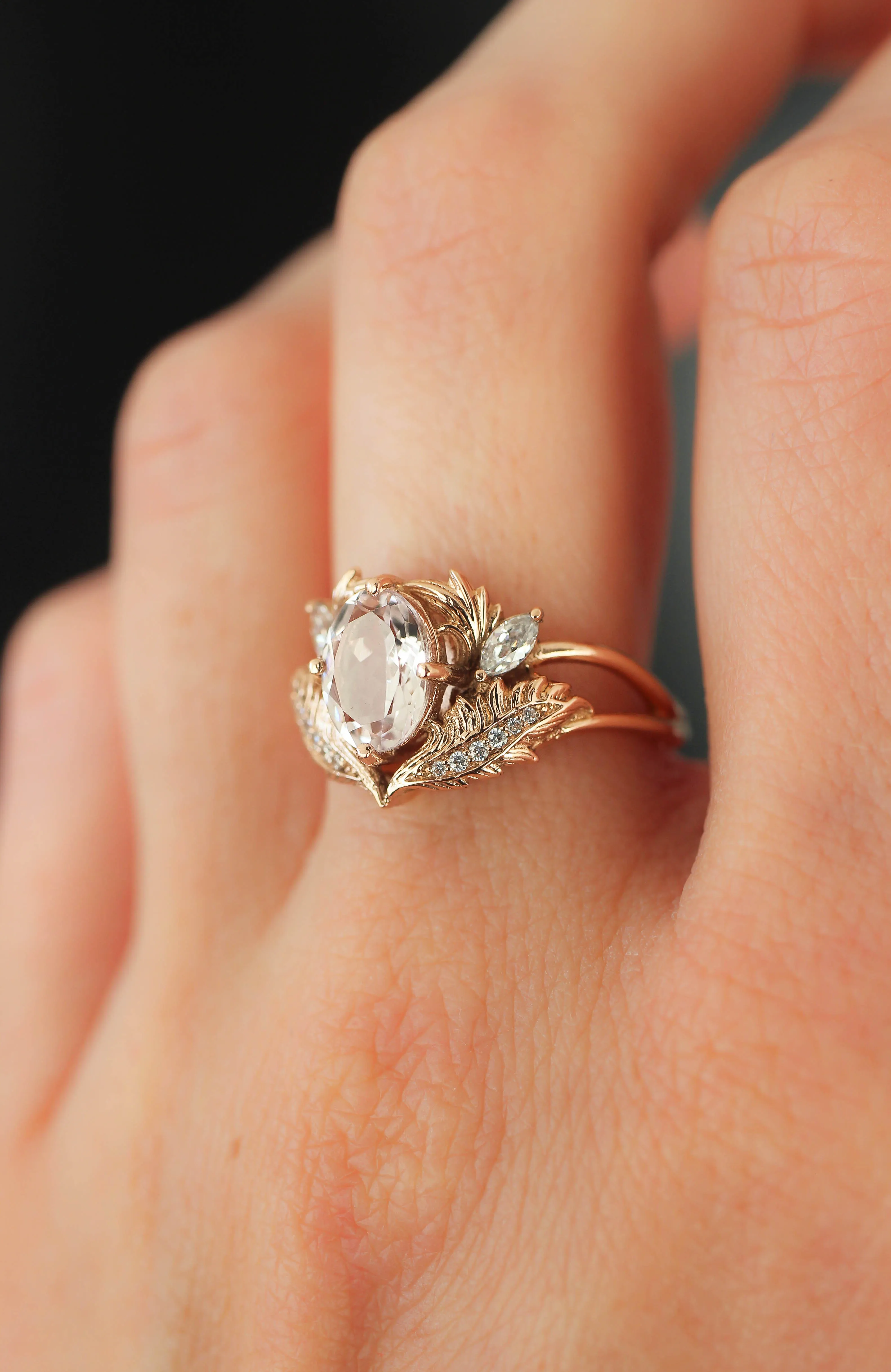 Morganite and diamonds engagement ring / Adonis