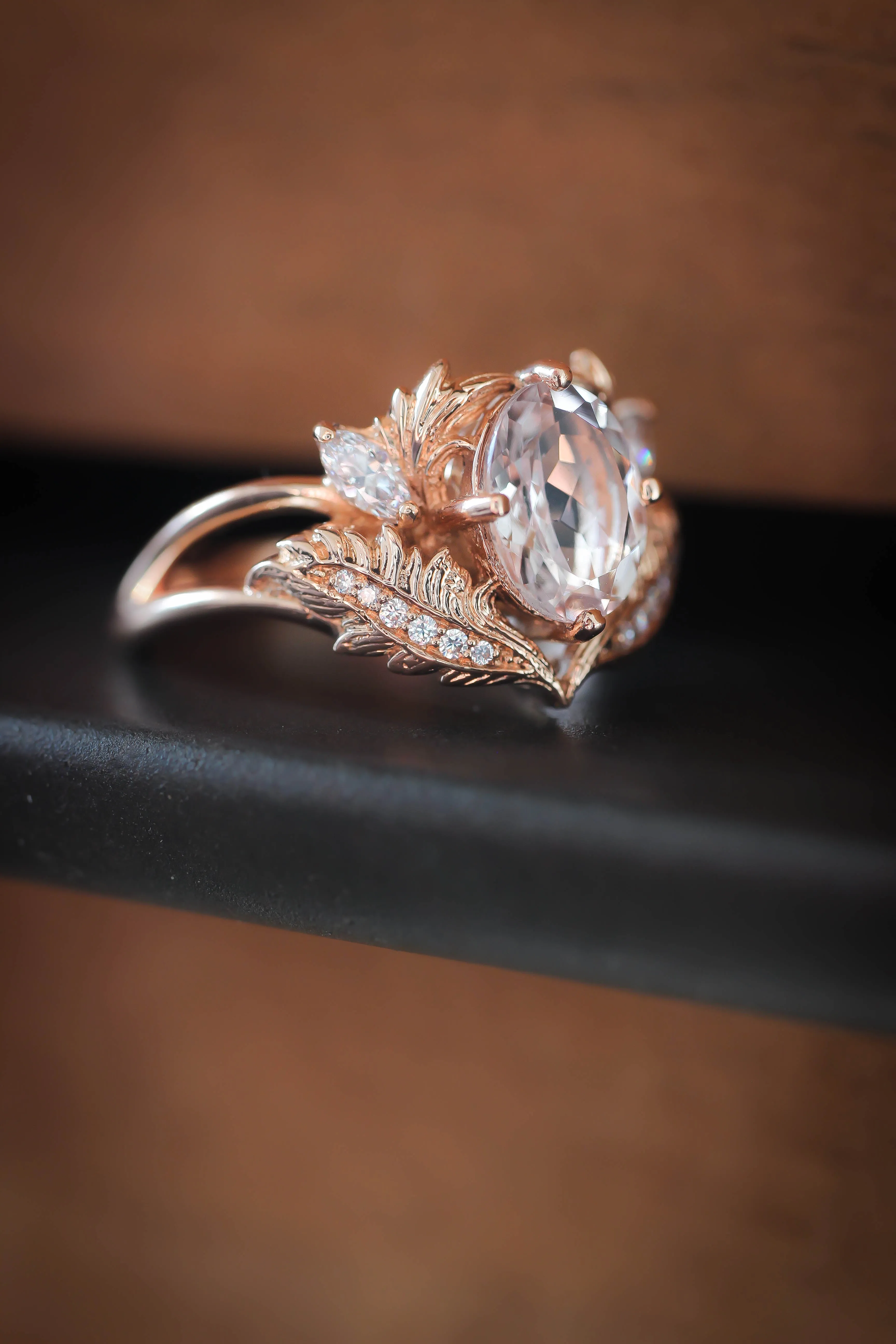 Morganite and diamonds engagement ring / Adonis