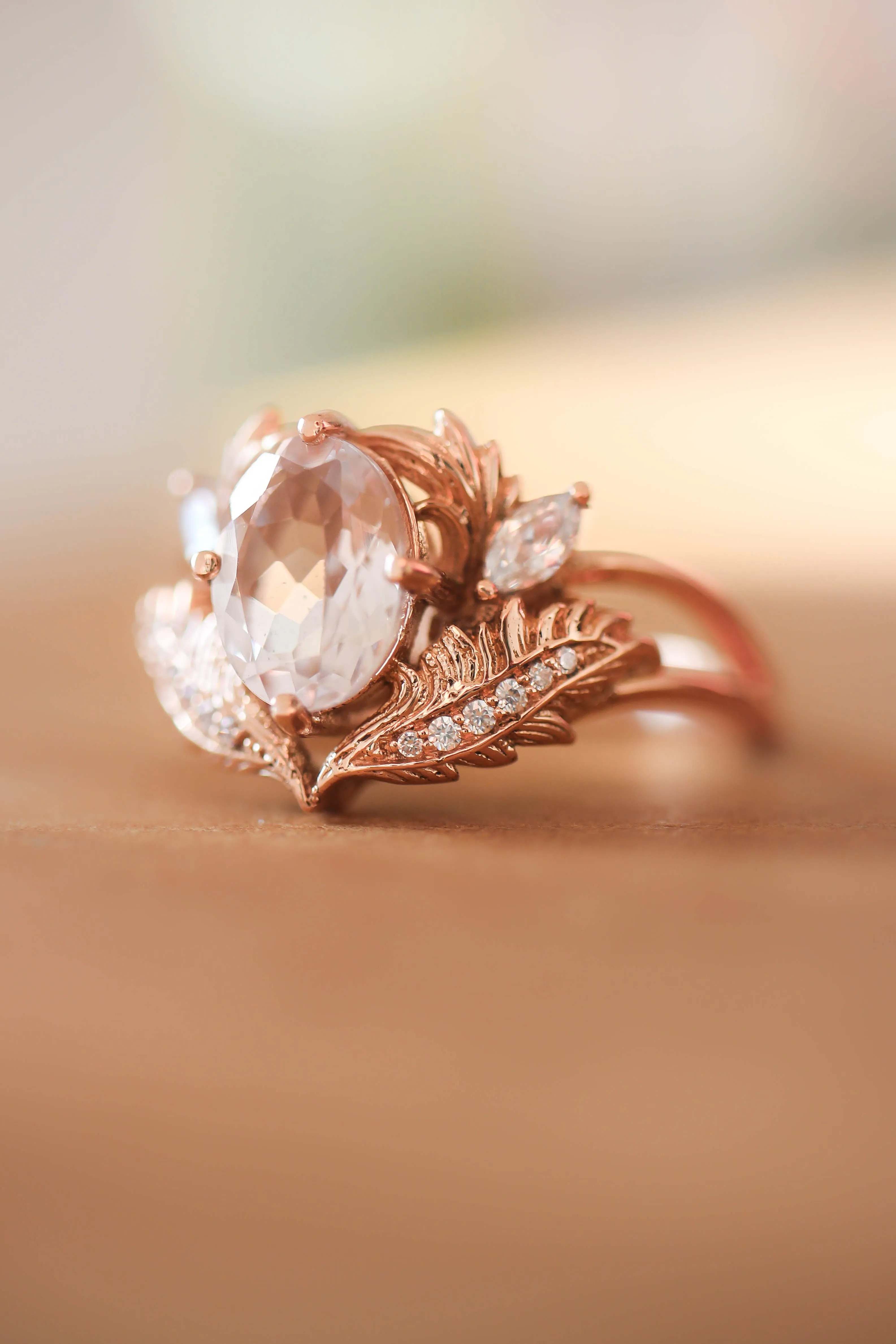 Morganite and diamonds engagement ring / Adonis