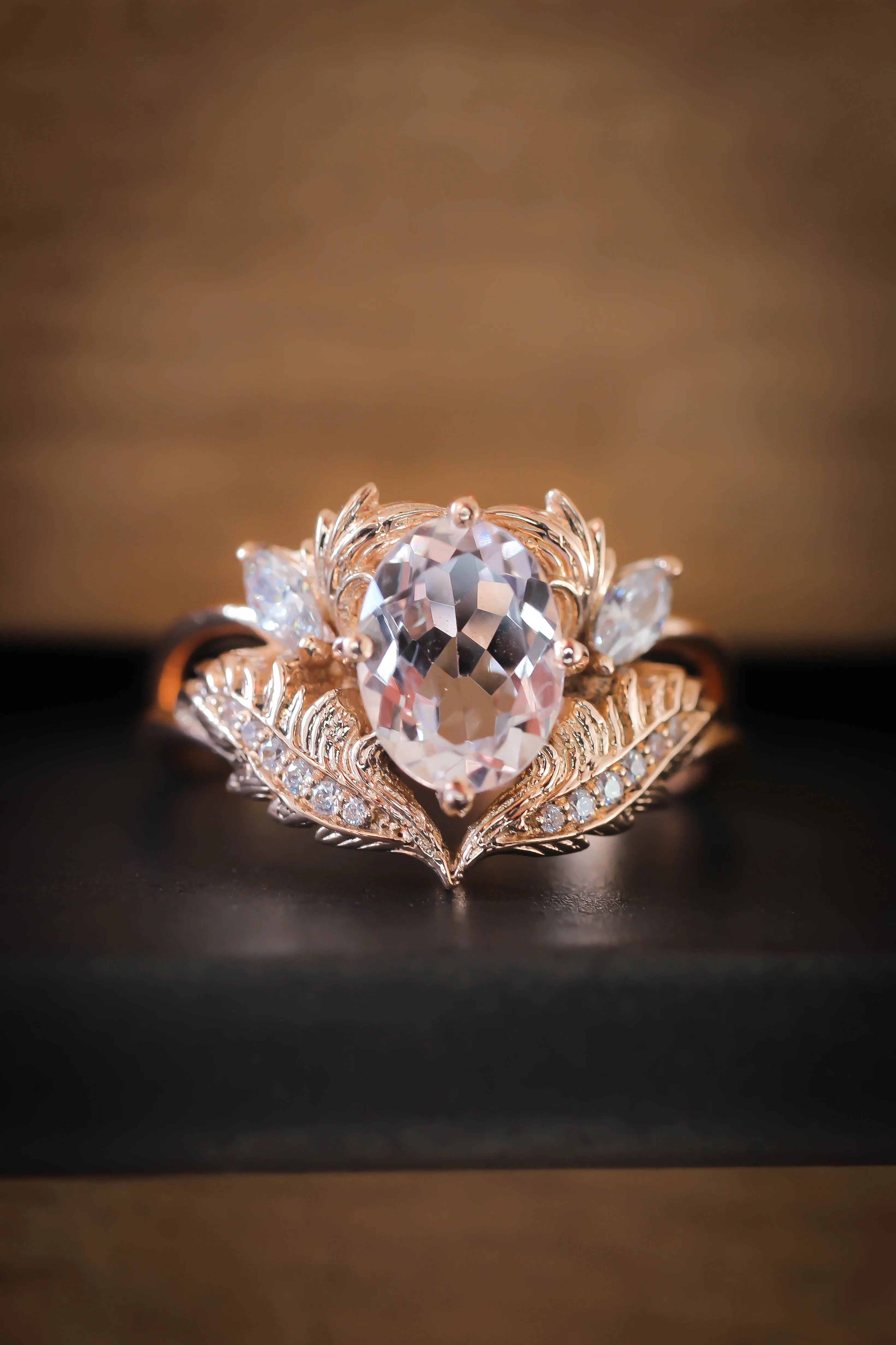 Morganite and diamonds engagement ring / Adonis