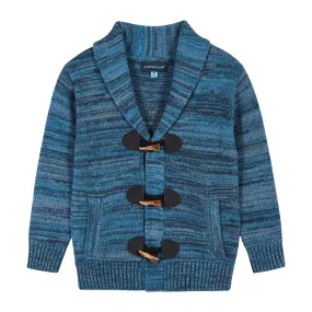 Multi Colored Marled Toggle Cardigan  | Blue