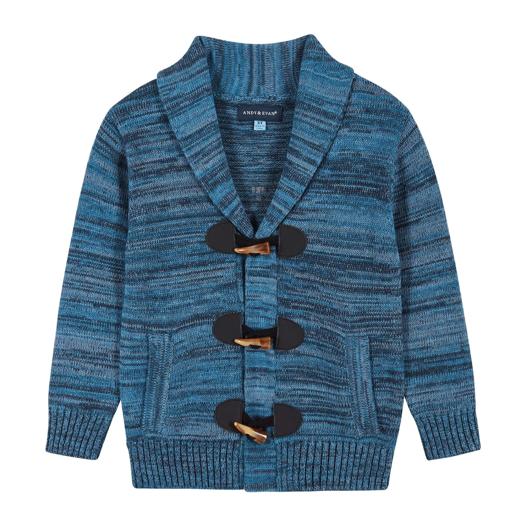 Multi Colored Marled Toggle Cardigan  | Blue