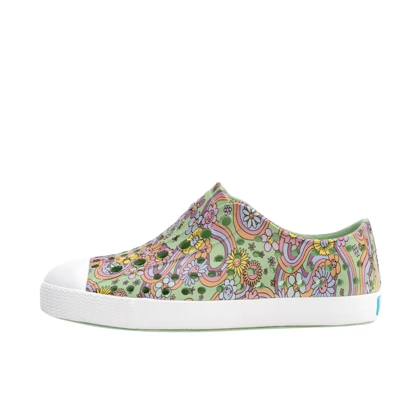 Native Jefferson Print Shoes - Fig Green / Shell White / Rain Floral