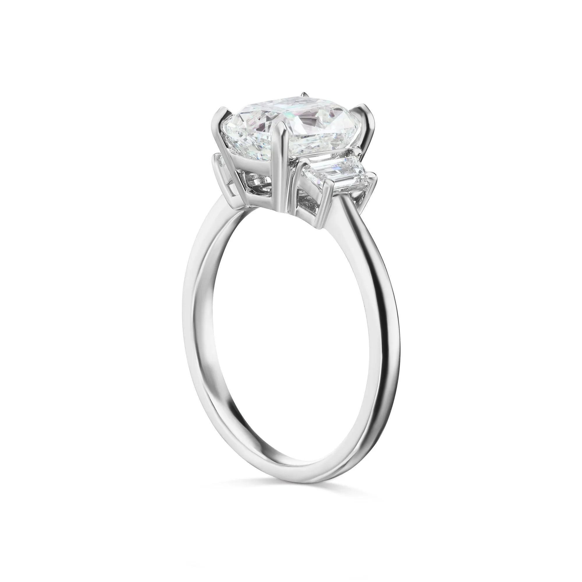 NENA 3 CARAT CUSHION CUT  THREE STONE DIAMOND ENGAGEMENT RING PLATINUM CERTIFIED 2 CT G VS1 BY MIKE NEKTA